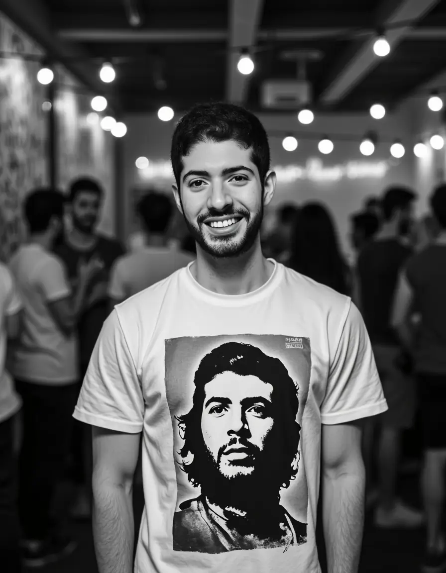 AI clone output used as an editorial black and white portrait